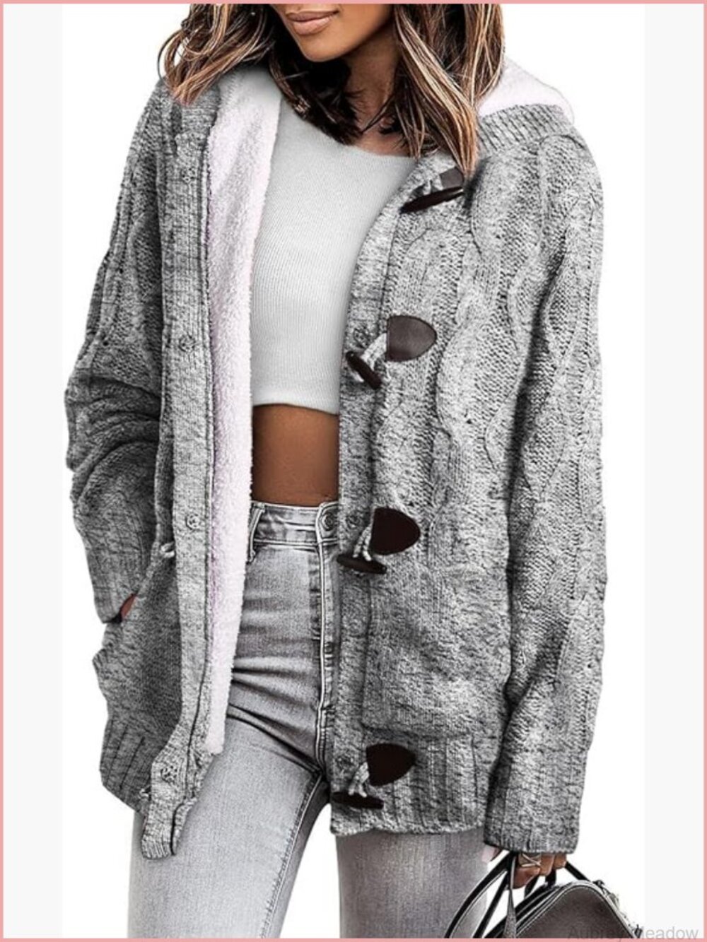 Fleece Lined Hooded Cardigan Sweater with Pockets Winter Coat